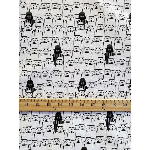 100% Cotton Fabric Star Wars, Black & White - Darth Vader Print /45" Wide/ SBY