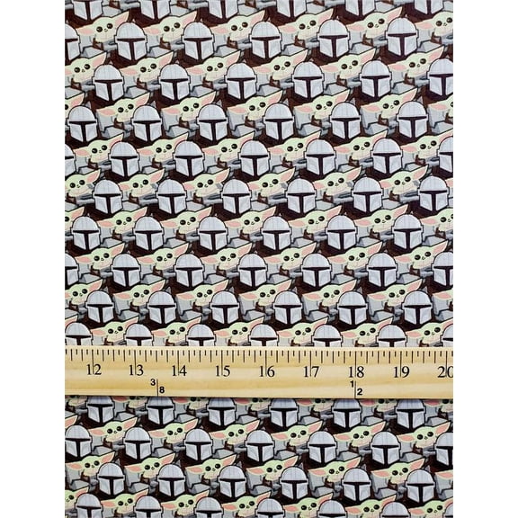 100% Cotton Fabric Star Wars, Mandalorian And Baby Yoda- All Over pattern Print