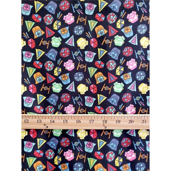 100% Cotton Fabric "Star Wars, Retro Disco, Geometric design pattern" Print/ SBY