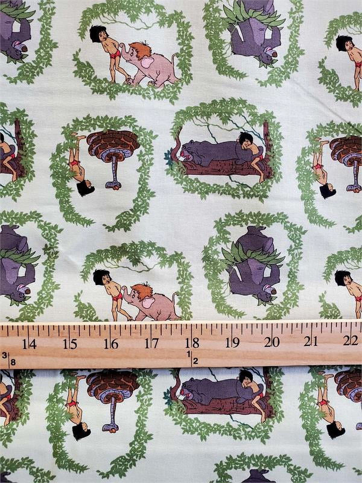 100% Cotton Fabric "The Jungle Book (Hathi Jr + Kaa + Baloo + Bagheera)" Print
