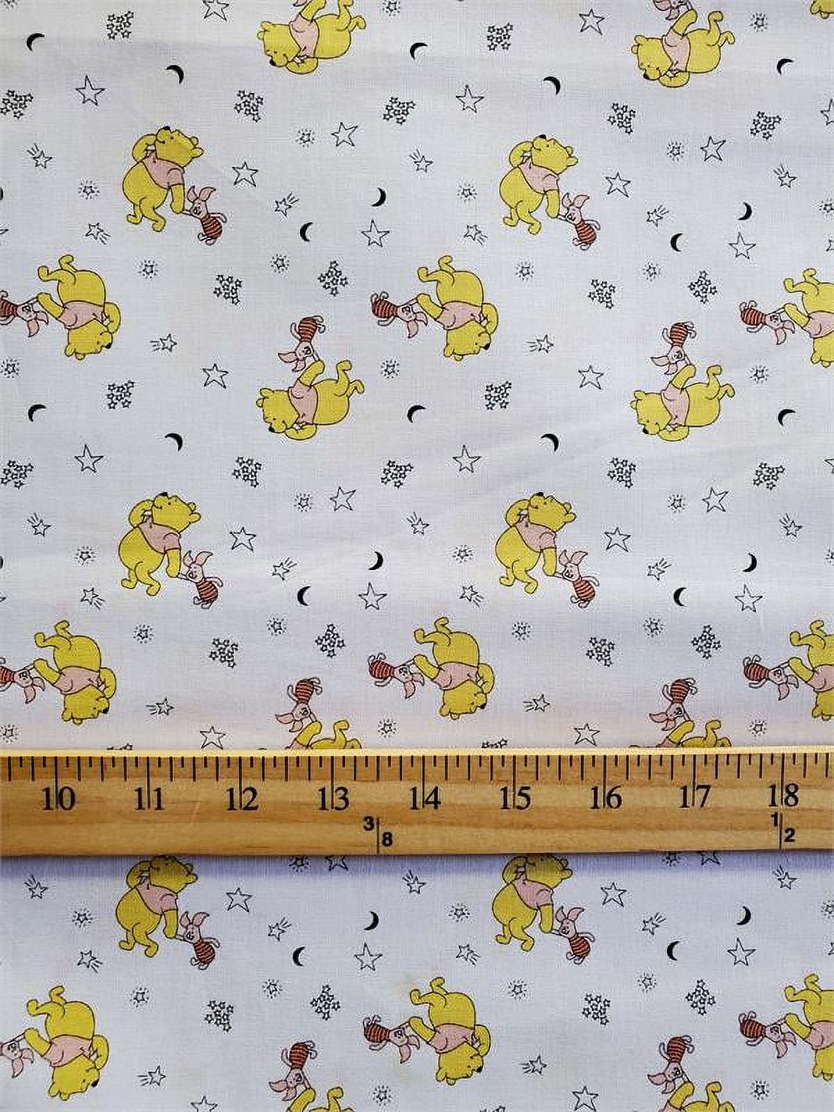 100% Cotton Fabric "Winnie The Poo & Piglet, Mini stars & Moon" Print / 45" Wide