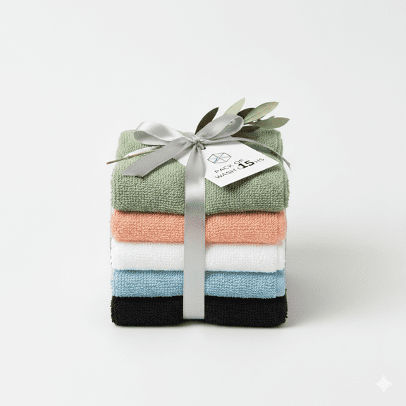 100% Cotton Face Towels  Quick-Dry Washcloths  Multi Color Set  PACK OF 15.
