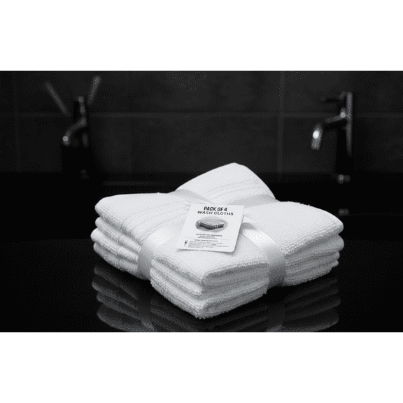 100% Cotton Face Towels  Quick-Dry Washcloths  White Color Set  PACK OF 4