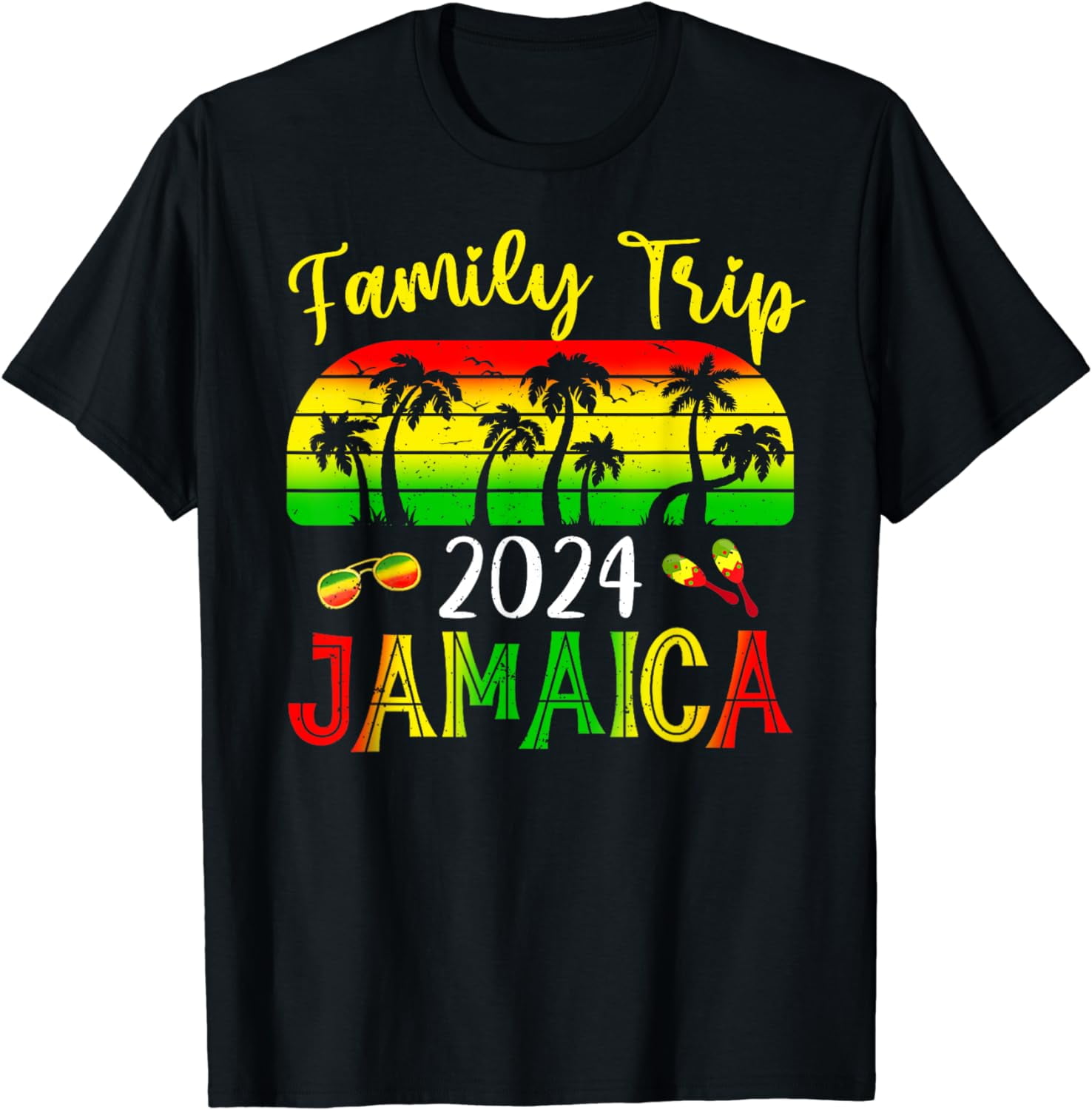 100 Cotton Family Trip Jamaica 2024 Summer Vacation Beach Matching T