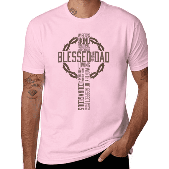 100% Cotton Father's Day Gift for Dad Husband Blessed Dad Christian T-Shirt