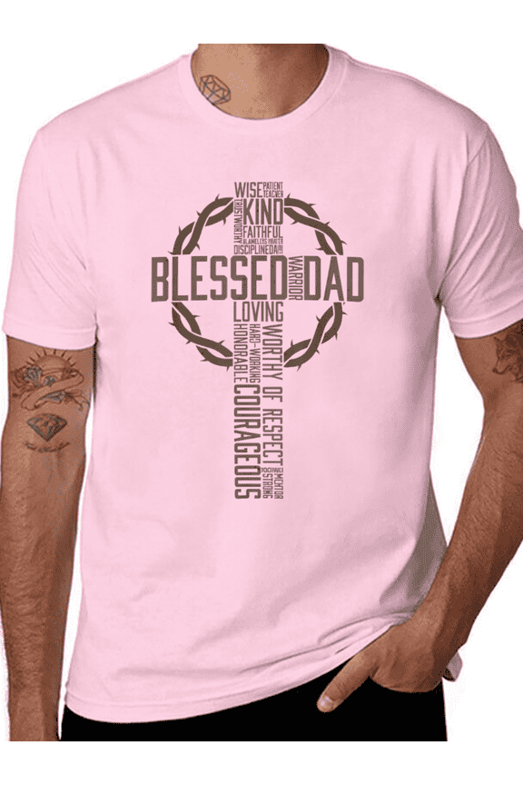 100% Cotton Father's Day Gift for Dad Husband Blessed Dad Christian T-Shirt