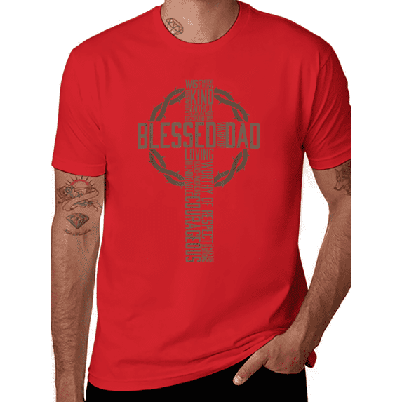 100% Cotton Father's Day Gift for Dad Husband Blessed Dad Christian T-Shirt