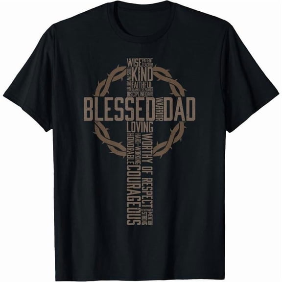 100% Cotton Father's Day Gift for Dad Husband Blessed Dad Christian T-Shirt