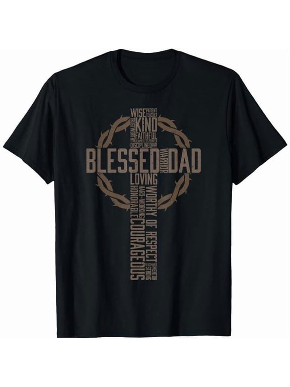 100% Cotton Father's Day Gift for Dad Husband Blessed Dad Christian T-Shirt