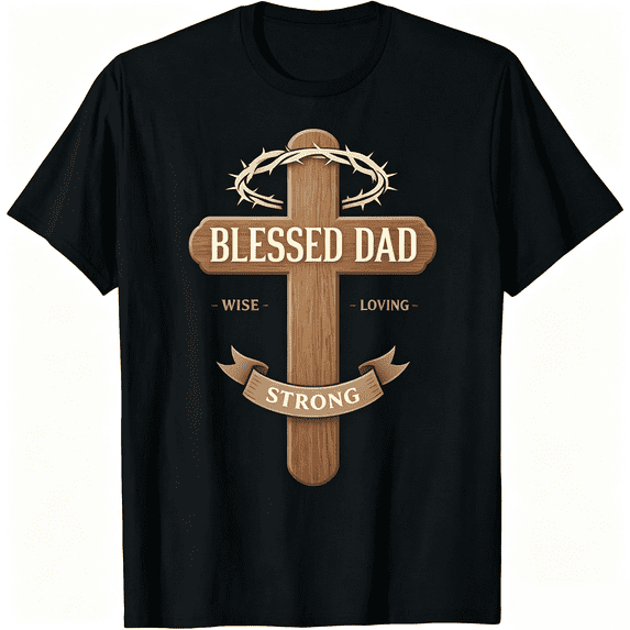 100% Cotton Father's Day Gift for Dad Husband Blessed Dad Christian T-Shirt