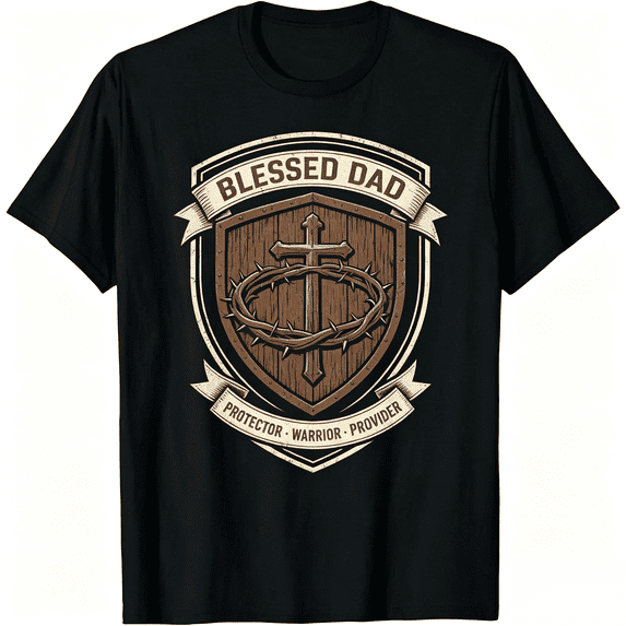 100% Cotton Father's Day Gift for Dad Husband Blessed Dad Christian T-Shirt
