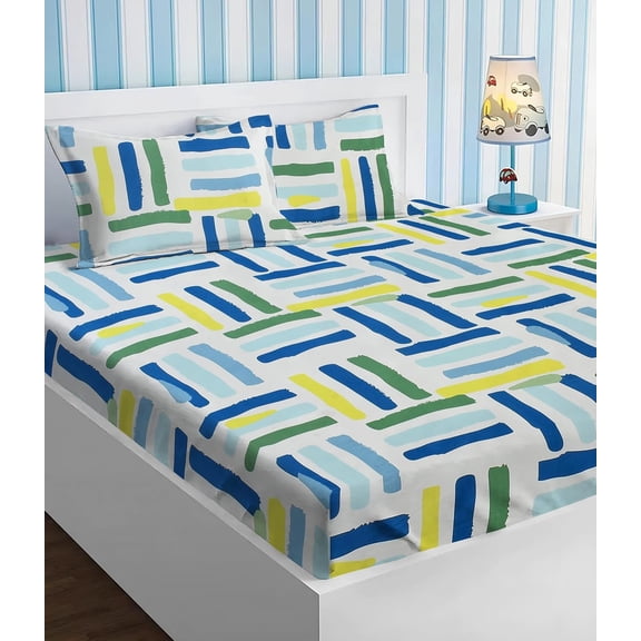 100% Cotton Feel Double Bedsheet Queen Size Bedsheets With 2 Pillow Covers Cotton | 90 X 100 Inches, Multicolor - Traditional & Luxurious Printed Bedsheet