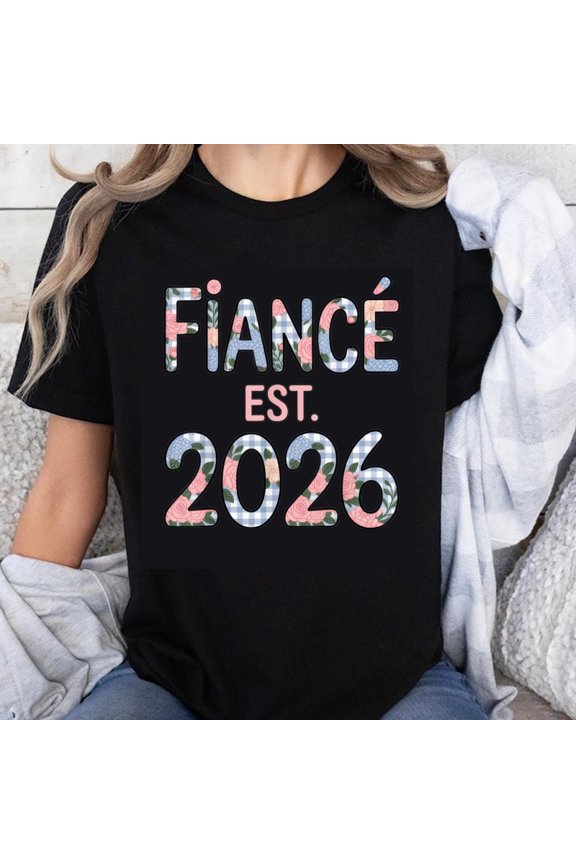 100% Cotton Fiancé Est 2026 Pattern Print