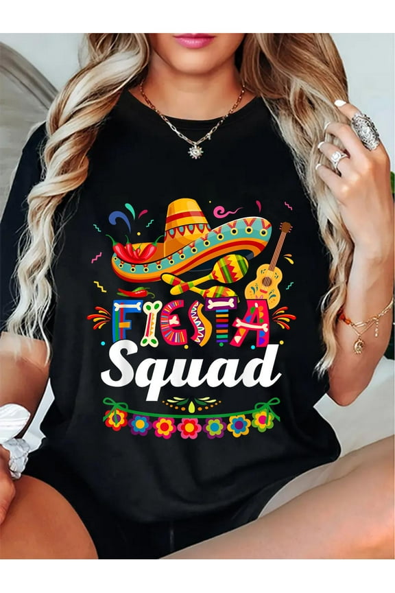 100% Cotton Fiesta Squad Cinco De Mayo Tee Mexican Party Cinco De Mayo T-Shirt