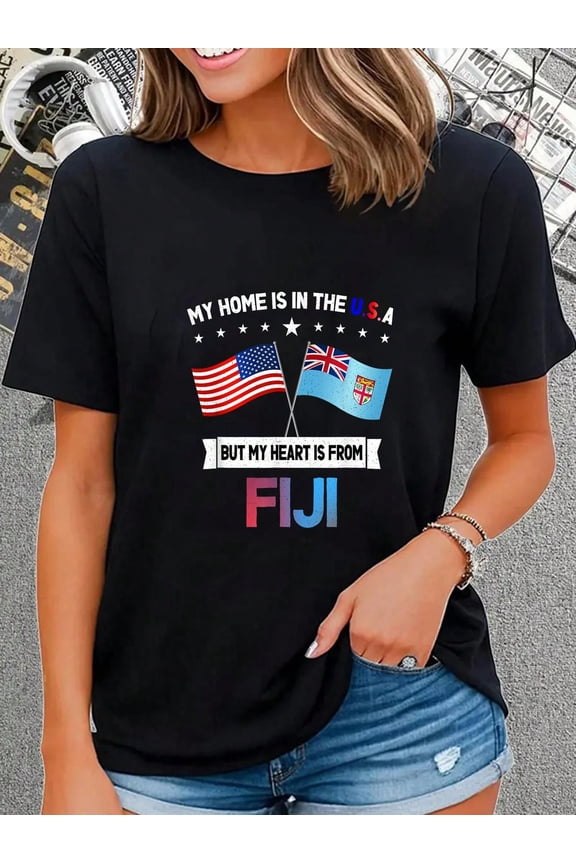 100% Cotton Fiji & USA T-Shirt