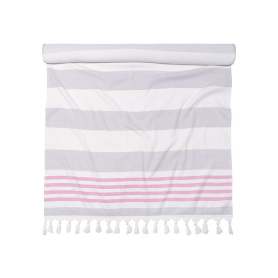 100% Cotton Filippo Fouta Beach Towel, Lightweight, Soft and Absorbent Terry Cloth Backing,Nautical Stripes Pattern Travel Bath Towel , 35" x 68", Sunset by Blue Nile Mills