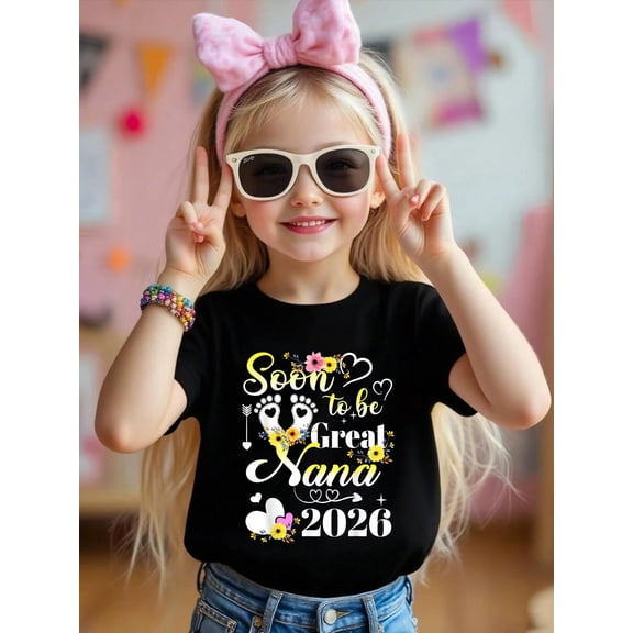 100% Cotton First Time Mom Pregnancy Soon to be Great Nana est 2026 Kid T-Shirt Graphic T-shirts for boys and girls