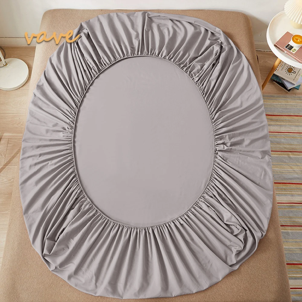 100 Cotton Fitted Bed Sheet with Elastic Band Solid Color Antislip