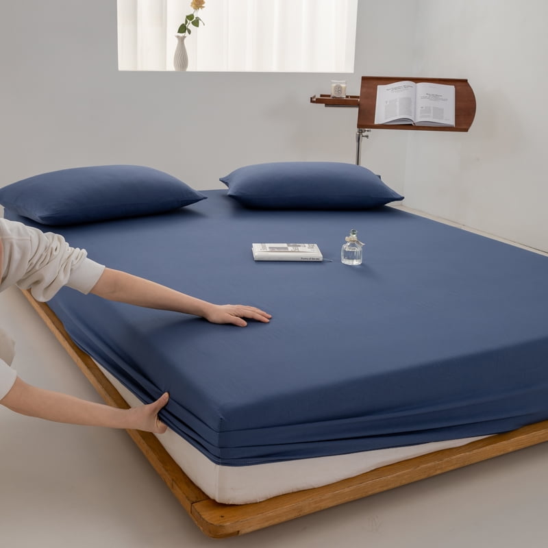 100 Cotton Fitted Sheet with Elastic Band Adjustable Nonslip Mattress