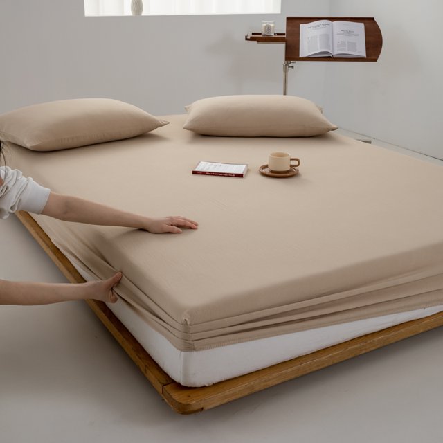 100 Cotton Fitted Sheet with Elastic Band Adjustable Nonslip Mattress