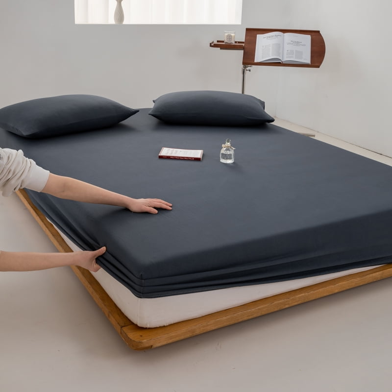 100 Cotton Fitted Sheet with Elastic Band Adjustable Nonslip Mattress