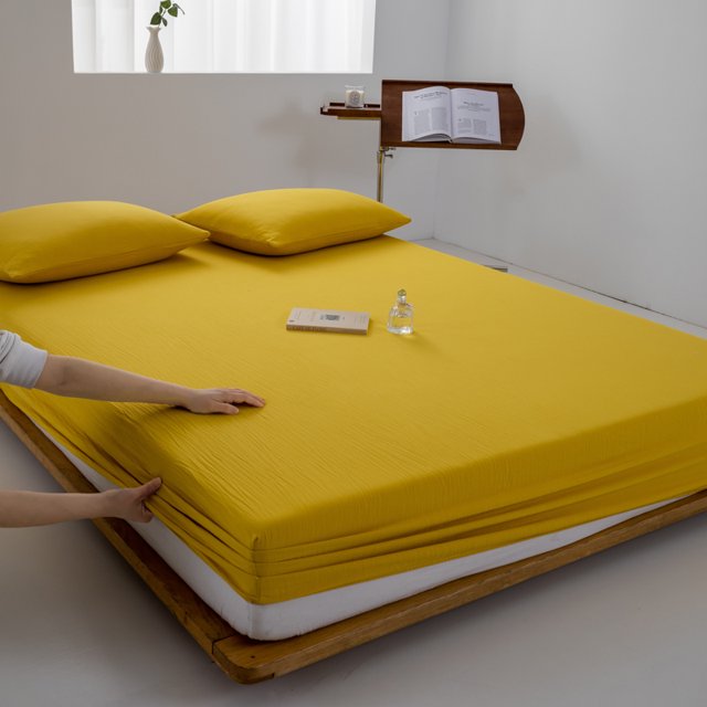 100 Cotton Fitted Sheet with Elastic Band Adjustable Nonslip Mattress