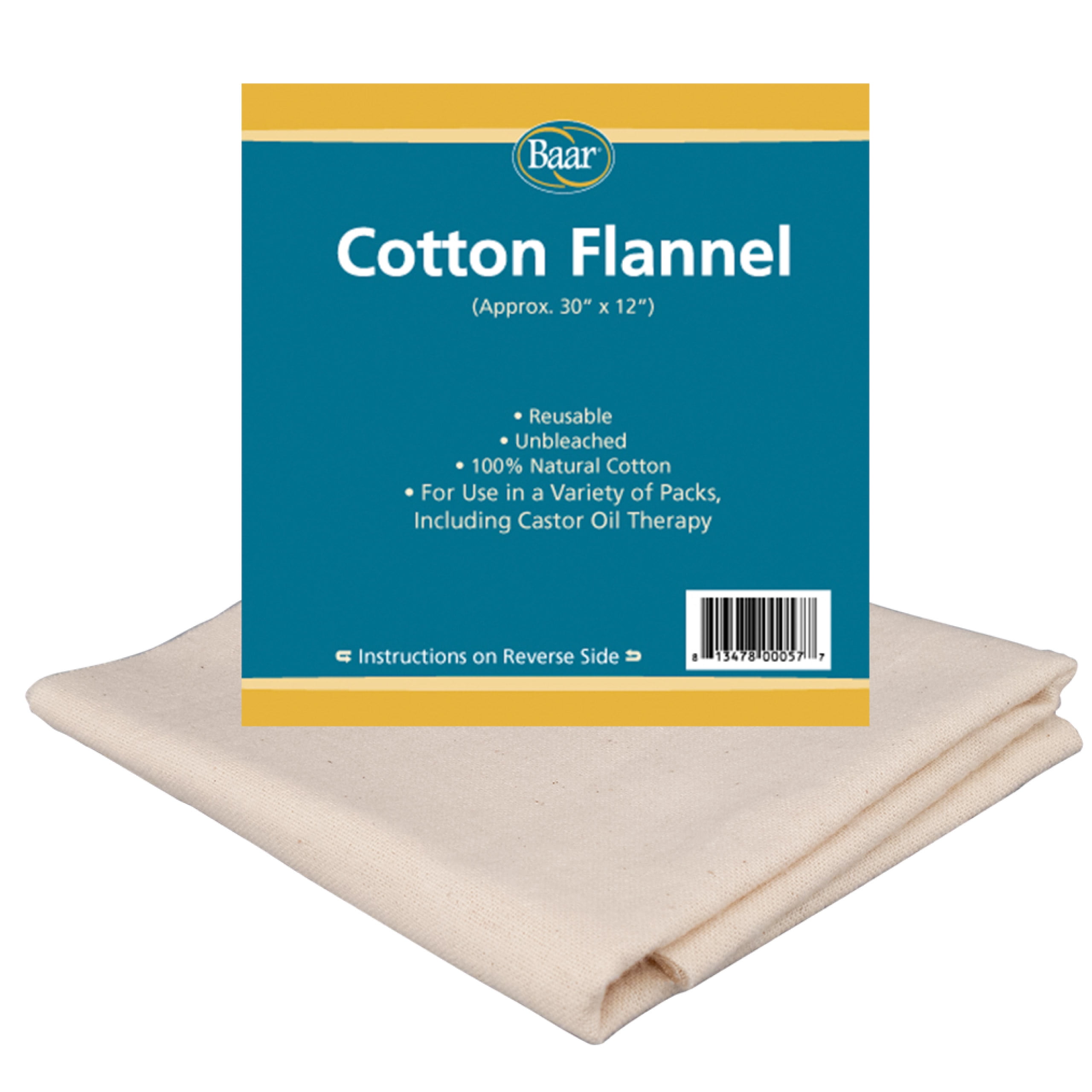 100% Cotton Flannel For Castor Oil Packs 30x12 
