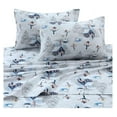 thumbnail image 1 of 100% Cotton Flannel Sheet Set - Deep Pocket, 170-GSM, Ultra Soft & Cozy Bedding for Winter, Cal King, Snowman Navy/Red, 1 of 5