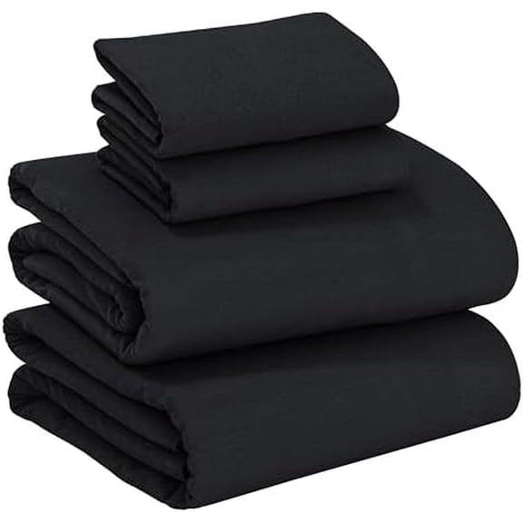 100% Cotton Flannel Sheets Queen Size - 4 Piece Warm, Soft & Breathable, Deep Pocket, Double Brushed Cozy All Season Bedding Set, Black