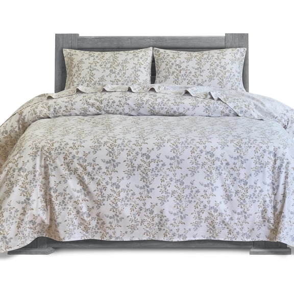 100% Cotton Flannel Sheets Set - Flannel Sheets Full, 4-Piece Flannel Bed Sheets - Lightweight Bedding, Brushed for Extra Softness,Warm, Breathable, 16" Deep Pocket Full, Maya Flower