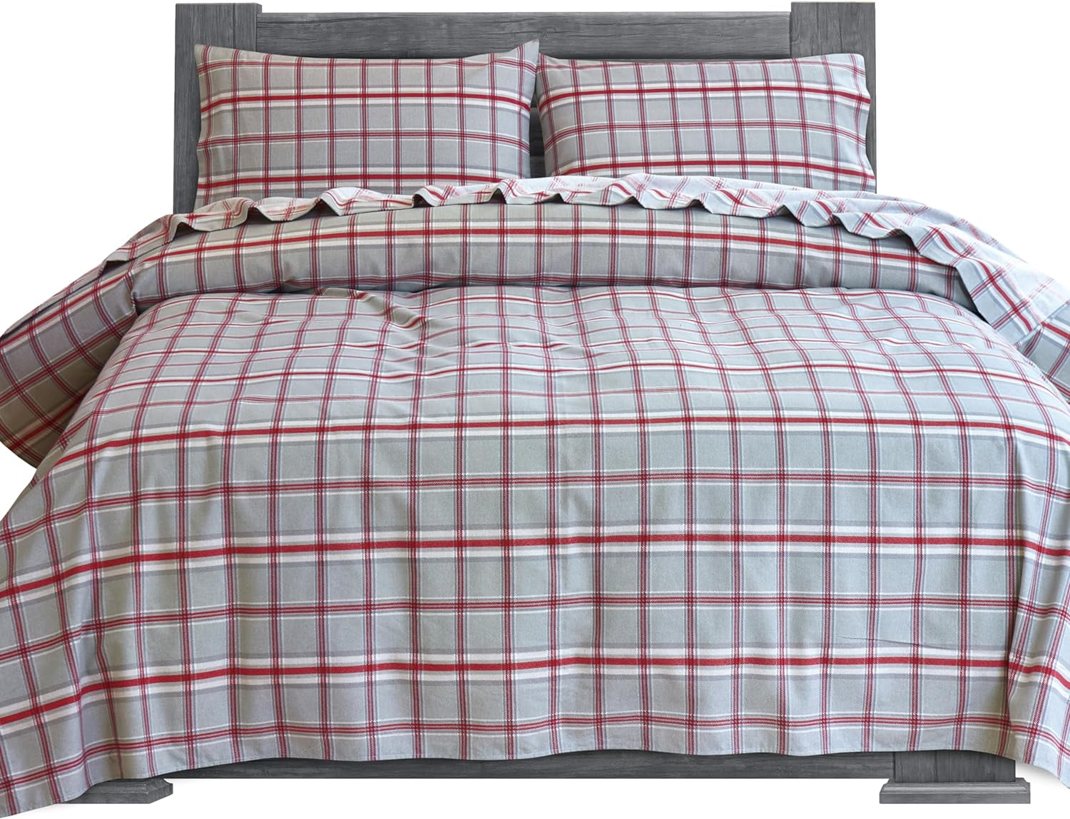 100 Cotton Flannel Sheets Set Flannel Sheets Full, 4Piece Flannel Bed Sheets Lightweight
