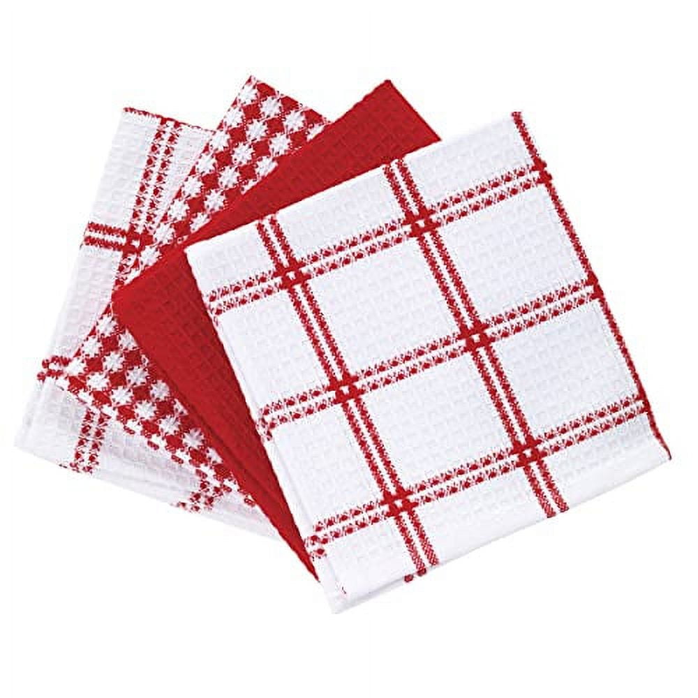 100 Cotton Flat Waffle Dish Cloths For Washing Dishes, 12"x13", 4Pack