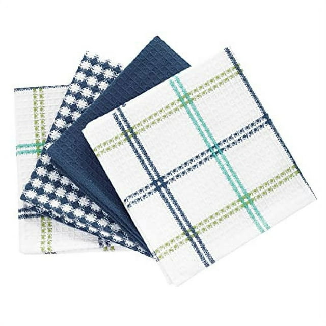 100 Cotton Flat Waffle Dish Cloths for Washing Dishes, 12"x13", 4Pack