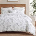 thumbnail image 1 of 100% Cotton Floral Duvet Cover Set Queen Size, Gray Branches Floral Bedding, 3 Pcs with Zipper Closure & Corner Ties, Soft Breathable Duvet Cover for All Seasons, 1 of 8