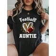 thumbnail image 1 of 100% Cotton Football Auntie Leopard Heart Matching Family T-Shirt Summer Tees Women, 1 of 7
