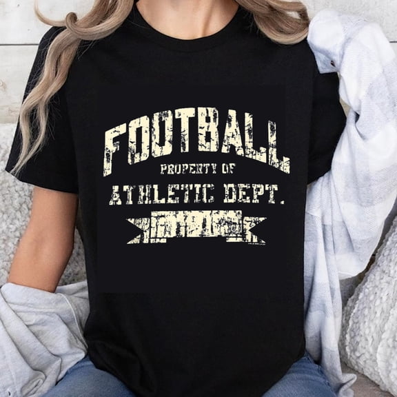 100% Cotton Football Property of Athletic Dept Vintage Sport Tee Shirt Women Men Unisex Casual T-Shirt Workout Gym Apparel
