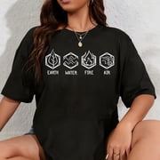 100% Cotton Four Elements Of Nature Design Earth Water Fire Air T-Shirt
