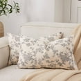 thumbnail image 1 of 100% Cotton French Pastoral Lumbar Throw Pillow Covers Set of 2, 12x20 Inch Black Farmhouse Decorative Cushion Covers for Sofa Bed Living Room Home Decor, 1 of 6