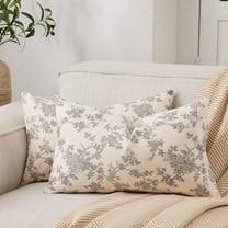 100% Cotton French Pastoral Lumbar Throw Pillow Covers Set of 2, 12x20 Inch Black Farmhouse Decorative Cushion Covers for Sofa Bed Living Room Home Decor