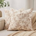 thumbnail image 1 of 100% Cotton French Pastoral Throw Pillow Covers Set of 2, 18x18 Inch Double Sided/Brown, Farmhouse Decorative Cushion Covers for Sofa Bed Living Room Home Decor, 1 of 6