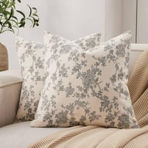 100% Cotton French Pastoral Throw Pillow Covers Set of 2, 18x18 Inch Black Farmhouse Decorative Cushion Covers for Sofa Bed Living Room Home Decor