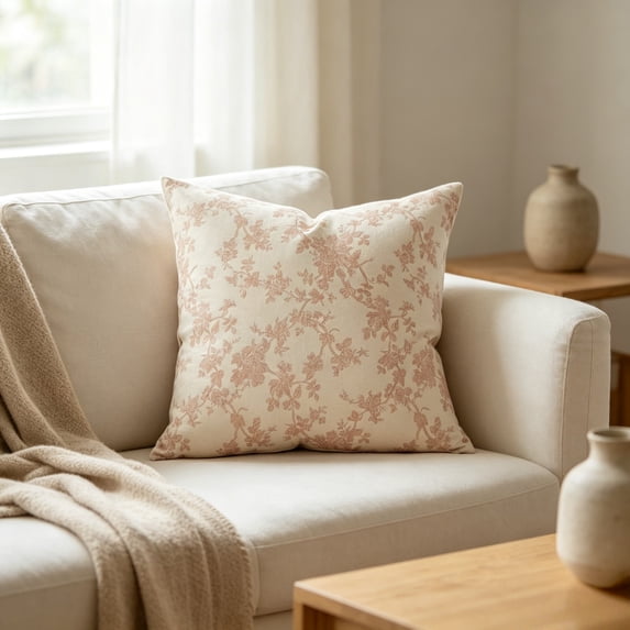 100% Cotton French Pastoral Throw Pillow ,Terracotta Farmhouse Decorative Cushion Covers for Sofa Bed Living Room Home Decor