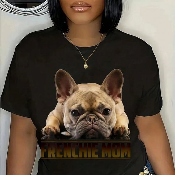 100% Cotton Frenchie Mom S1Hirt Mother's Day For French Bulldog Mom T-S1Hirt WoM1en's M1en's Graphic T1EE Black Summer Crew Neck T-S1Hirt