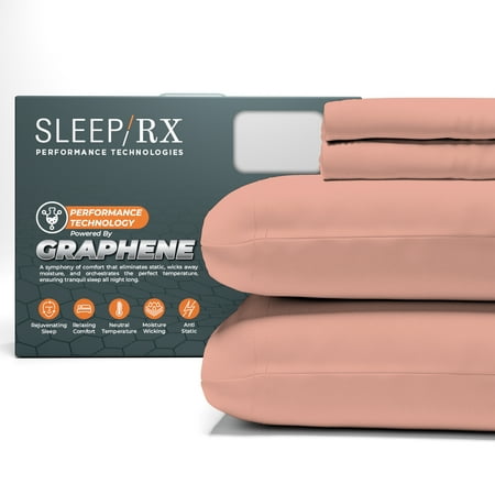 100% Cotton Full Blush Sateen Sheet Set, Graphene-Infused Temperature Regulating, Soft & Silky 4-Piece Set with Side Pockets by SLEEP RX