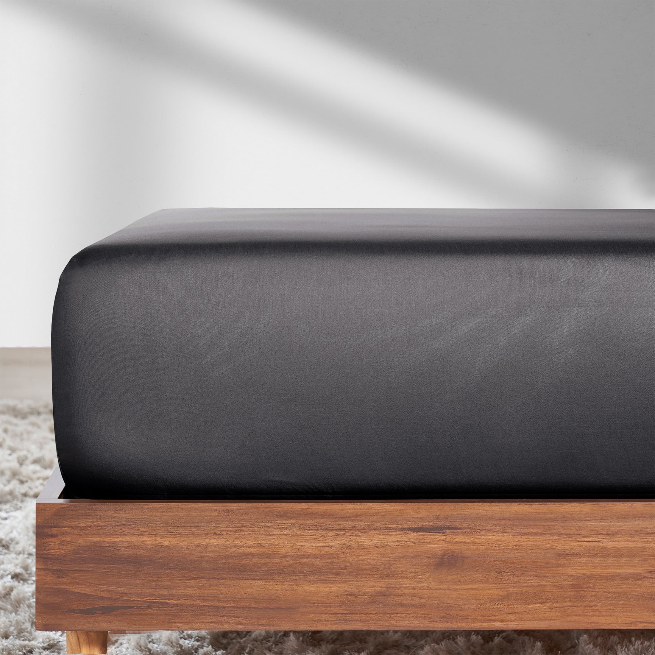 Full Size Charcoal Gray Cotton Deep Pocket Fitted Sheet