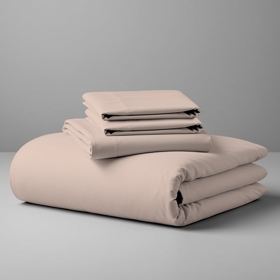 Purity Home Full Bed Sheet Set - 100% Cotton Percale - Cool, Crisp, Breathable & Durable 4-Piece - Blush