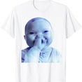 thumbnail image 1 of 100% Cotton Funny AI Baby Holding Laugh Meme Trend T-Shirt, 1 of 4