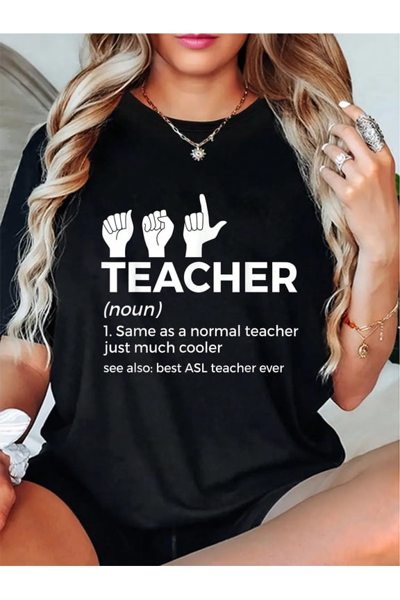 100% Cotton Funny ASL Teacher Definition American Sign Language T-Shirt
