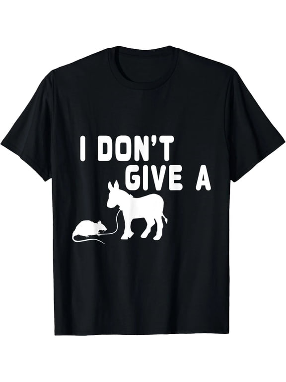 100% Cotton Funny Donkey Animal Humor T-Shirt for Men Women, I Don't Give A Rat Graphic Tee, Sarcastic Joke Shirt, Funny Farm Animal Lover Gift T-Shirt, Casual Short Sleeve Crewneck Tee for Adults