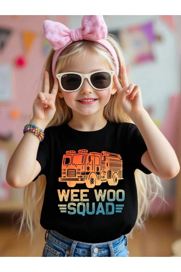 100% Cotton Funny Firefighter Shirt Kids Fire Truck Fireman T-Shirt Graphic T-shirts for girls